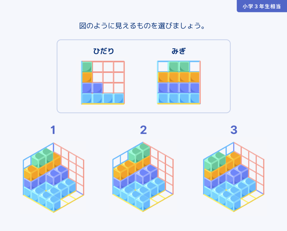 LOGIQ LABO(ロジックラボ)　空間認識力の参考問題（小学3年生相当）